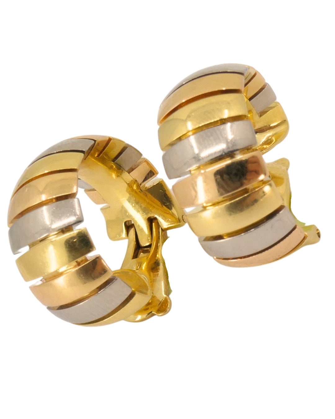 Cartier Hoop Earrings Tubogas Design 18k Tri-Color Gold