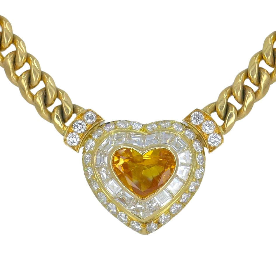 Vintage Bulgari Sapphire Diamond Heart Necklace