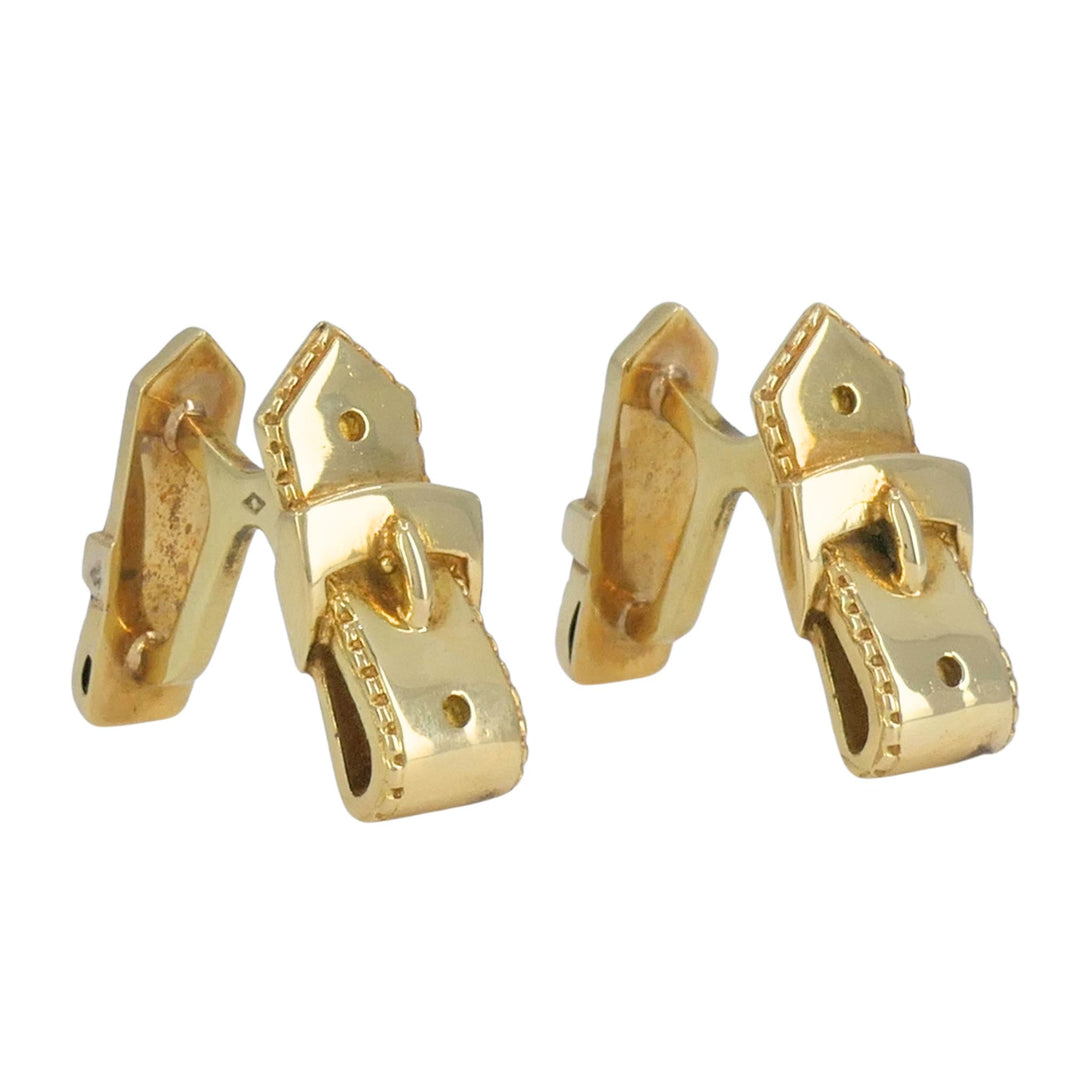 Vintage Hermès Paris 18k Gold Equestrian Cufflinks Horsebit Stirrup Belt Buckle