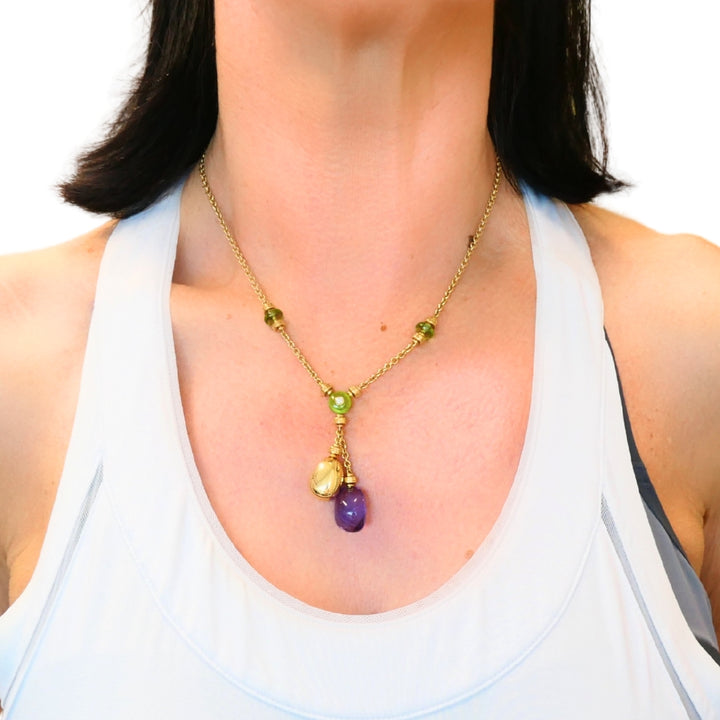 Bvlgari Bulgari 88 Club 18K Gold Amethyst Peridot Necklace
