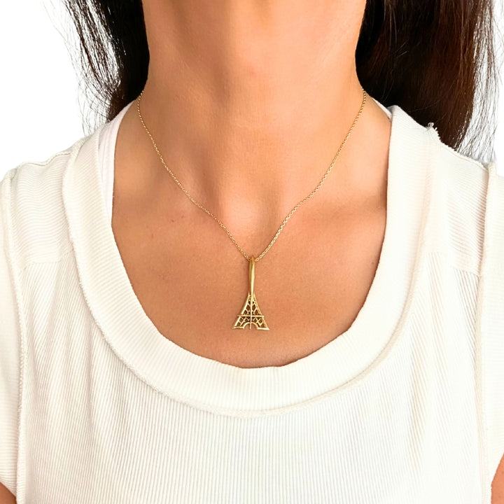 Fred Paris 18k Gold Eiffel Tower Pendant Necklace