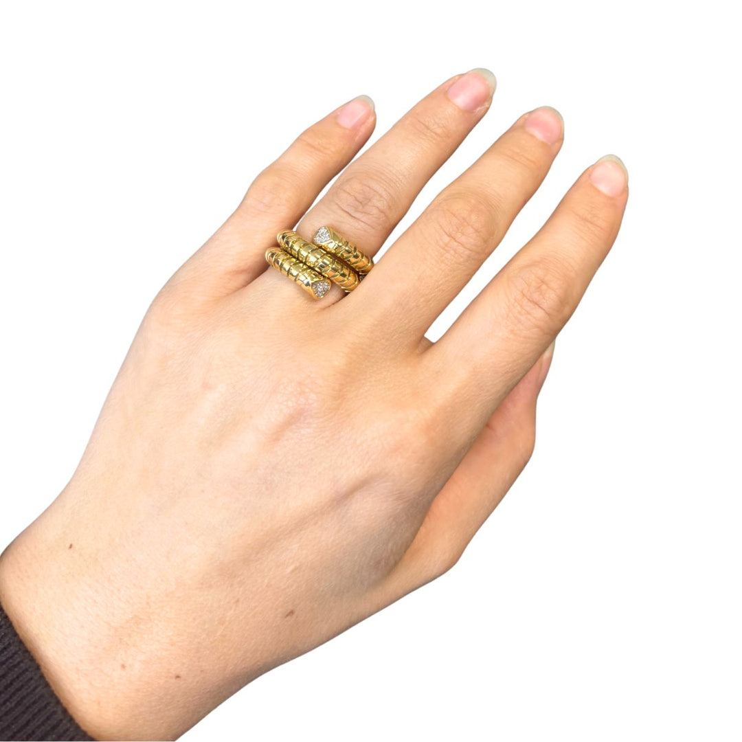 Vintage Marina B 18k Gold Diamond Tubogas Ring Circa 1980s