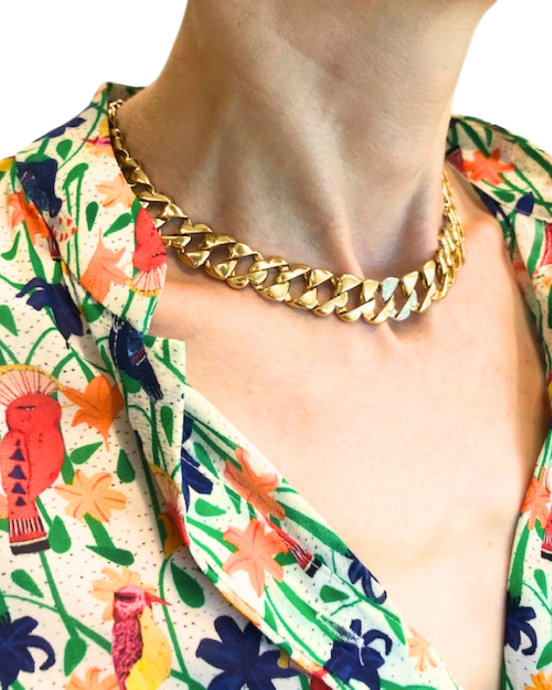 Tiffany & Co. Heart Link Diamond Necklace Yellow and White Gold