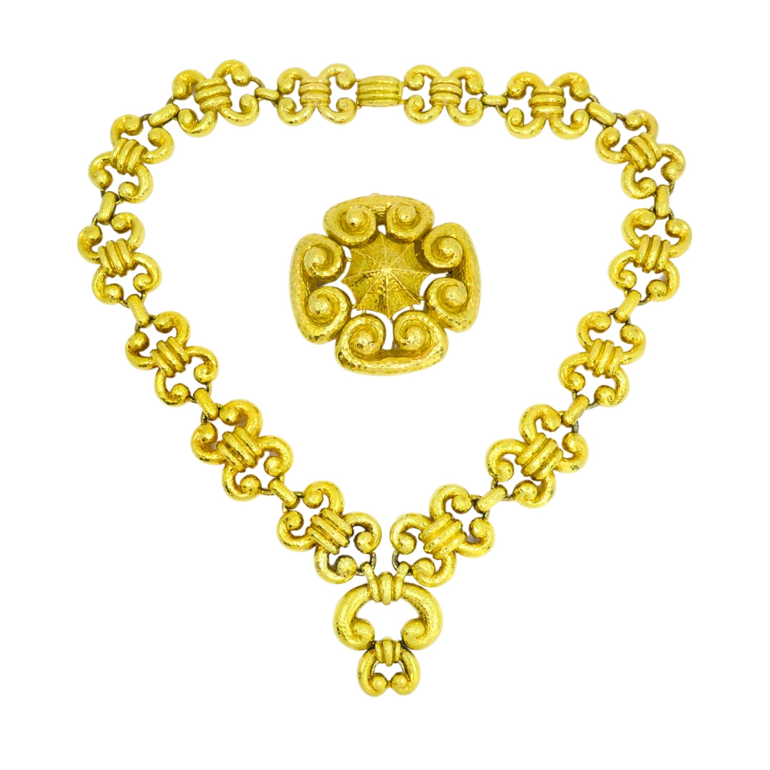 Vintage David Webb 18k Gold Necklace Removable Pendant Brooch Sautoir