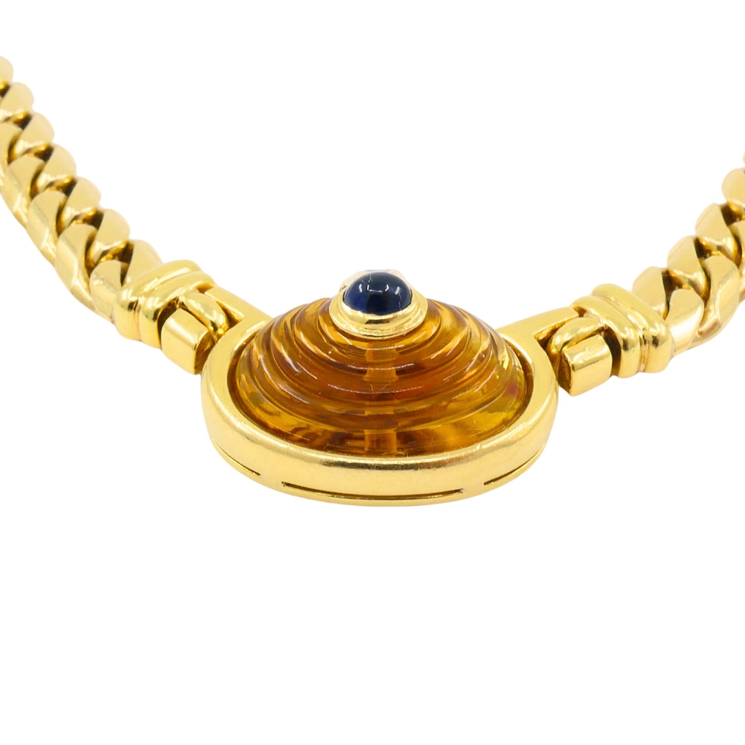 Vintage Bvlgari Necklace Bulgari Gold Chain Collar Necklace Citrine Gemstones
