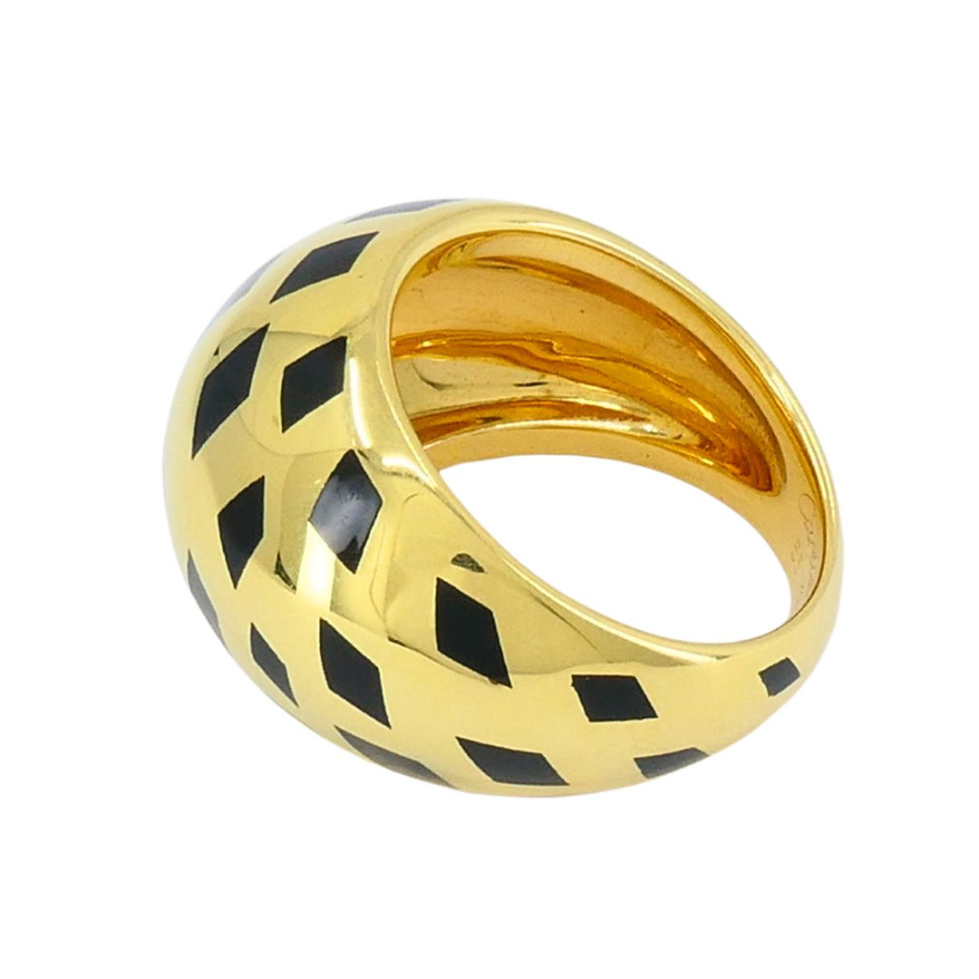 Vintage Cartier Panthere 18k Gold Enamel Bombe Dome Ring
