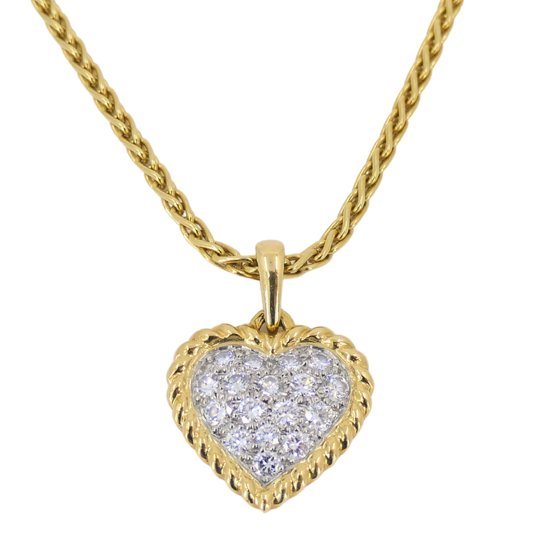 Van Cleef & Arpels Diamond Heart Pendant Necklace Gold Platinum Certificate of Authenticity