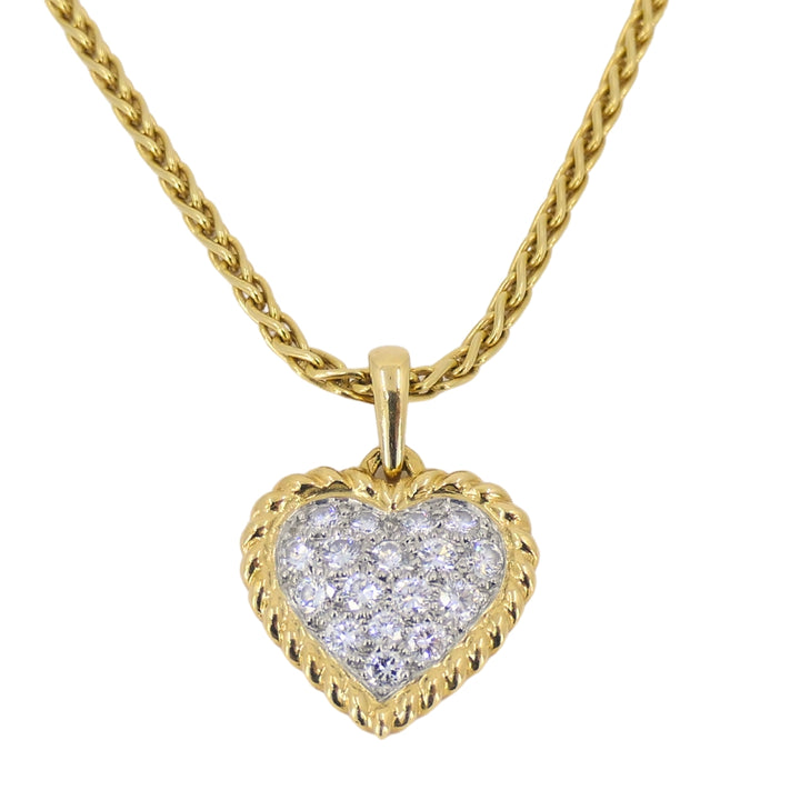 Van Cleef & Arpels Diamond Heart Pendant Necklace Gold Platinum Certificate of Authenticity