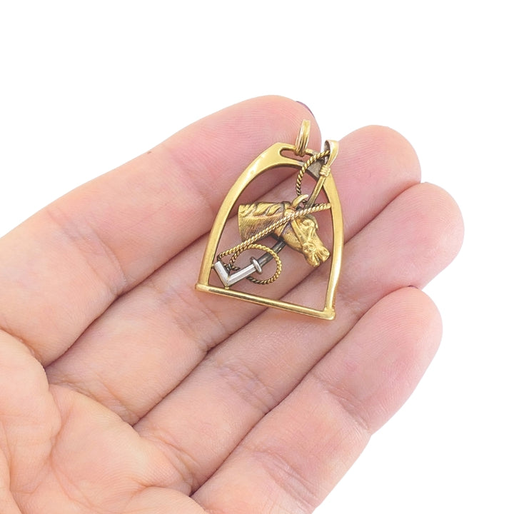 Vintage 14k Gold Horse Head Pendant Equestrian Jewelry
