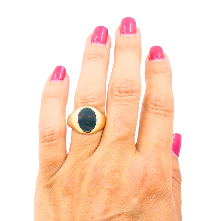 Vintage 14k Gold Bloodstone Signet Ring