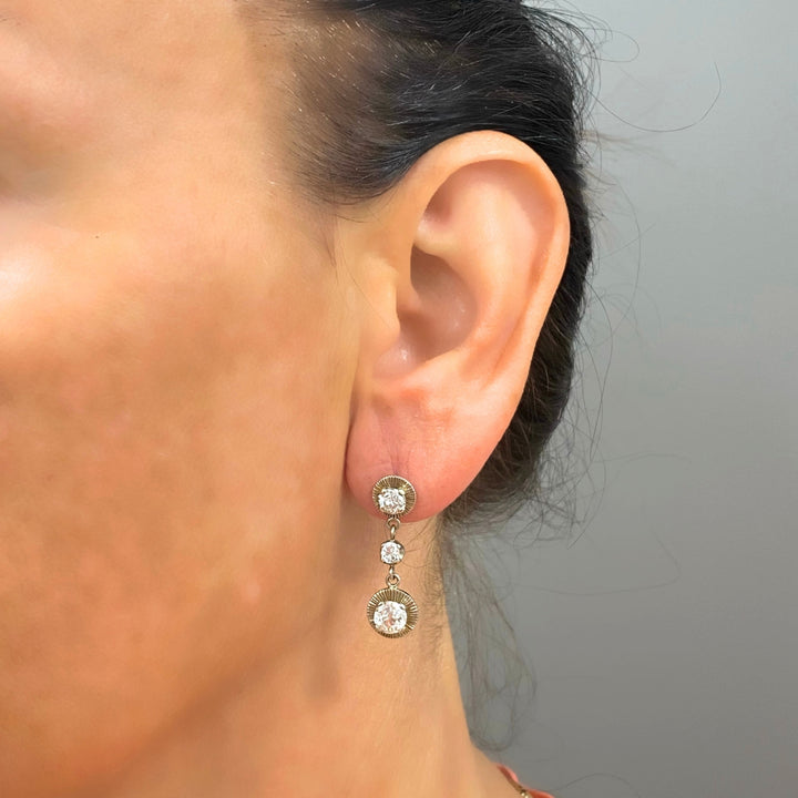Vintage Ming’s 14k Gold Diamond Dangle Earrings