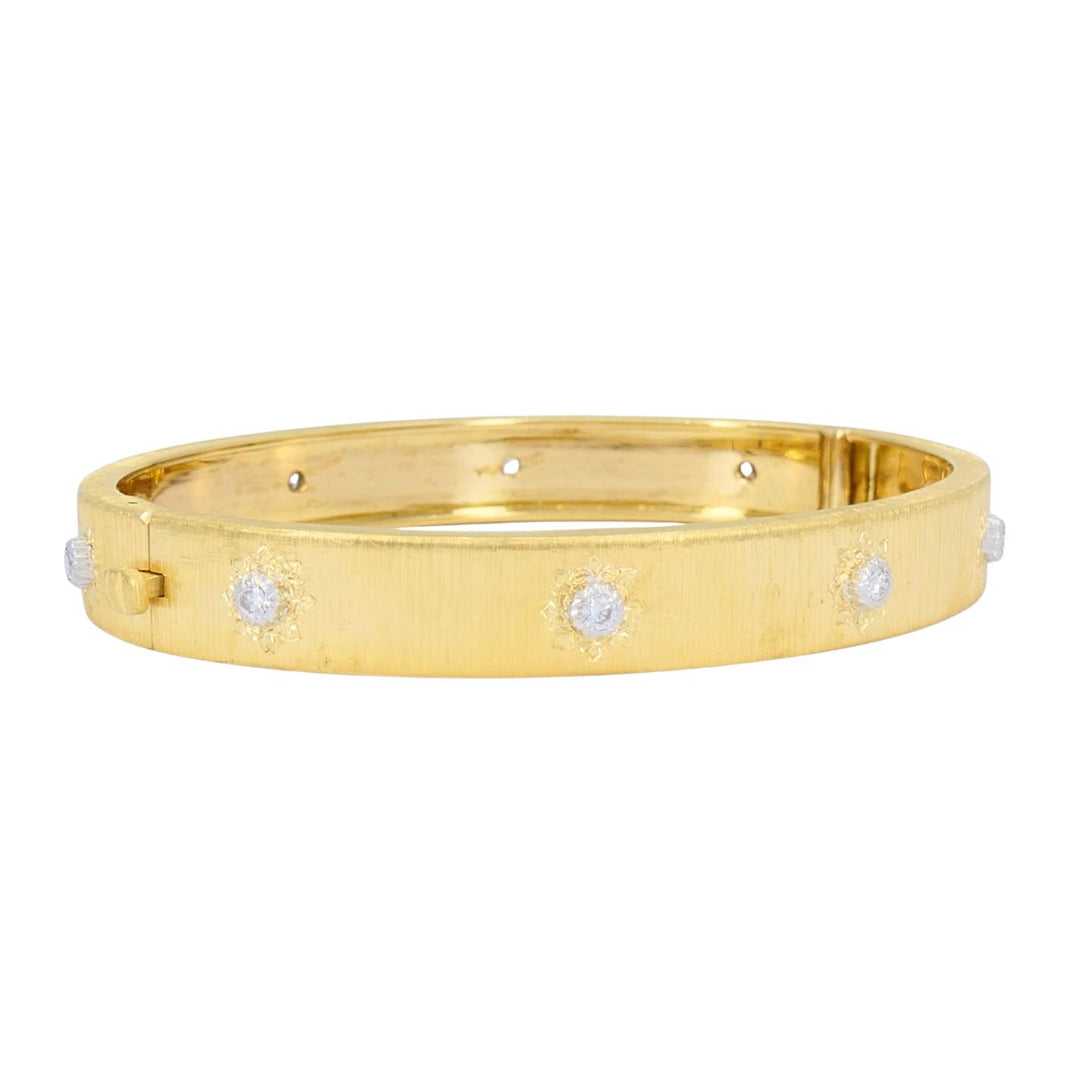Vintage Buccellati 18k Gold Diamond Bangle Bracelet