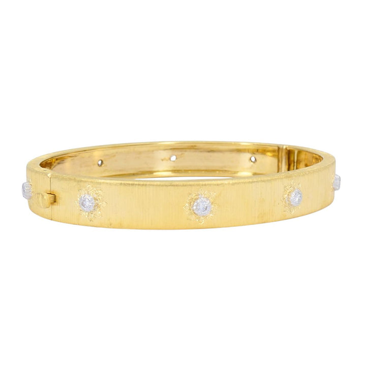 Vintage Buccellati 18k Gold Diamond Bangle Bracelet