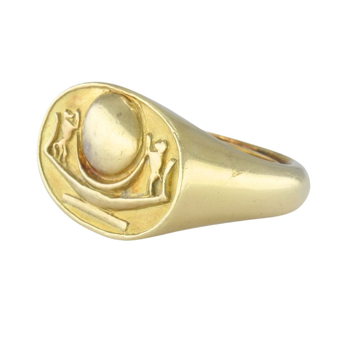 Vintage 1978 Egyptian Revival 18k Gold Signet Ring