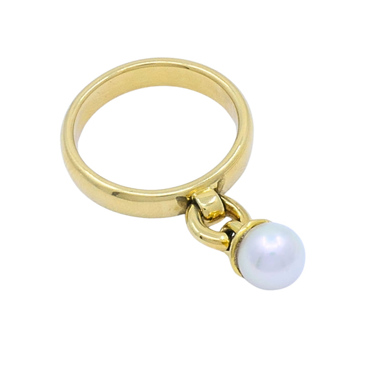 Tiffany & Co. Fascination 18k  Gold Pearl Drop Ring
