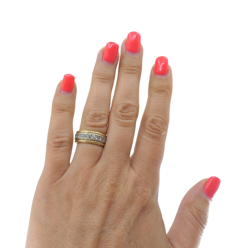 Cartier 18k Gold Platinum Diamond Band Ring