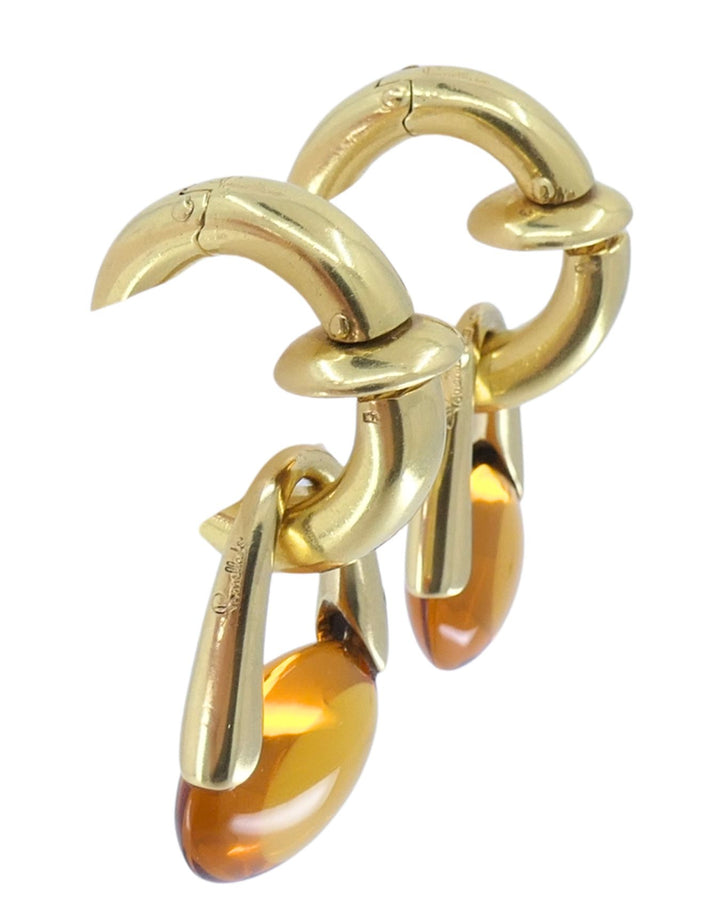 Vintage Pomellato 18k Gold Citrine Earrings Detachable Drop