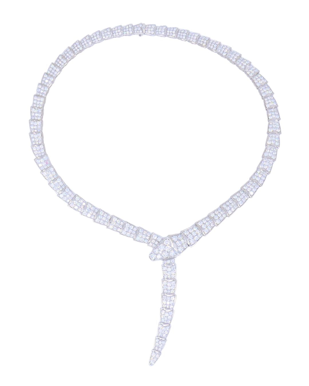 Bvlgari Bulgari Serpenti Viper Necklace 18k White Gold Diamond Drop Necklace Original Box