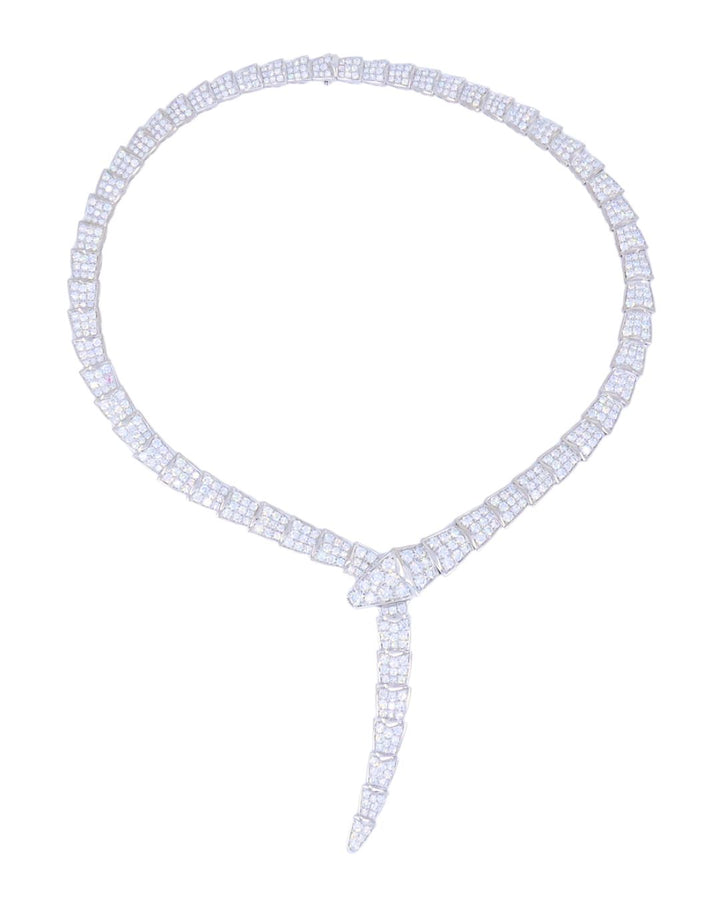 Bvlgari Bulgari Serpenti Viper Necklace 18k White Gold Diamond Drop Necklace Original Box