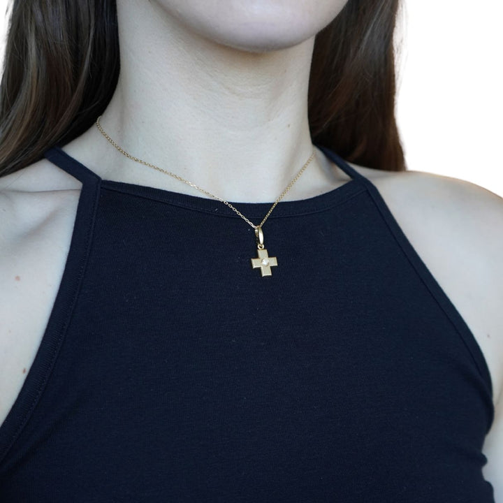 Cartier 18k Gold Diamond Cross Pendant Necklace with Certificate