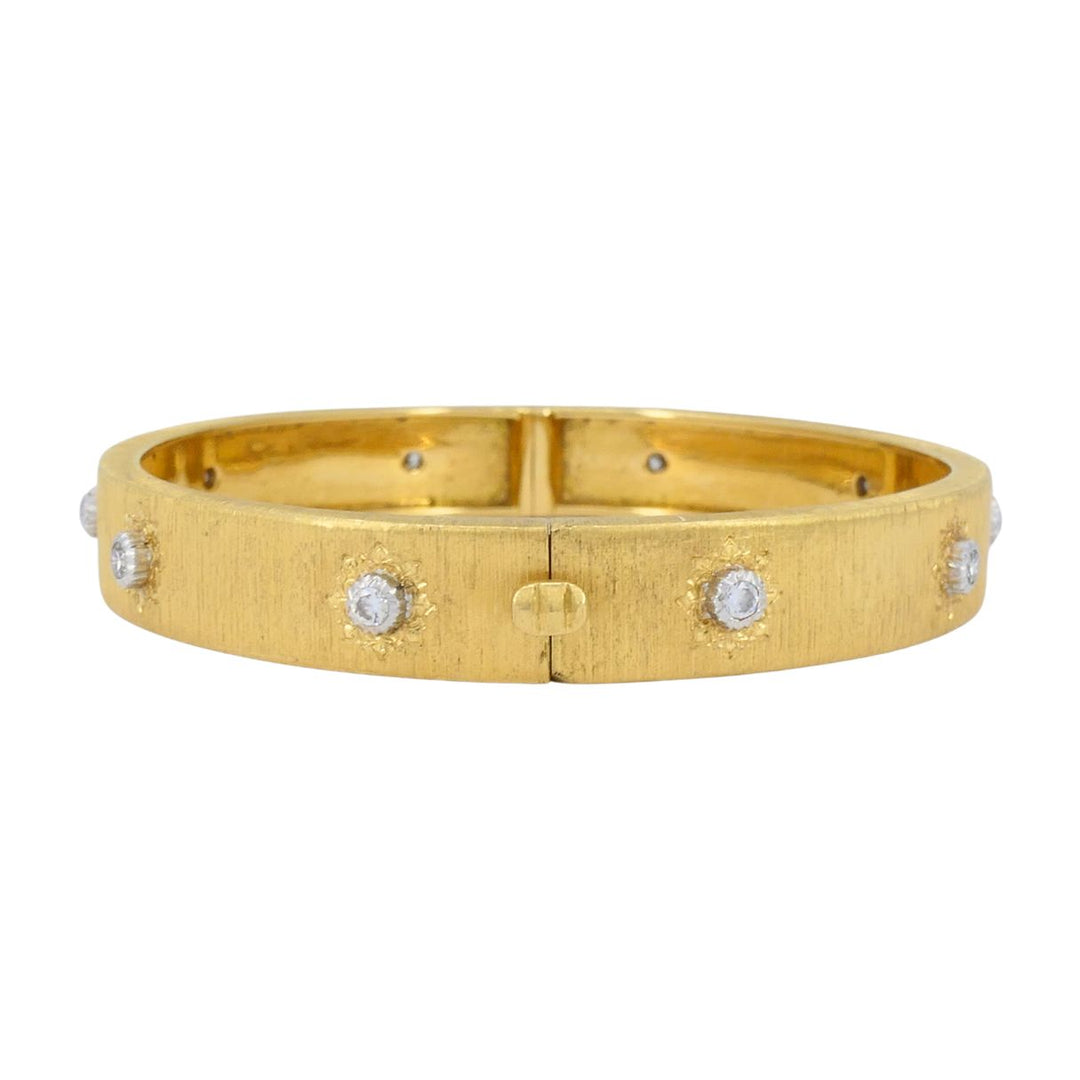 Vintage Buccellati 18k Gold Diamond Bangle Bracelet