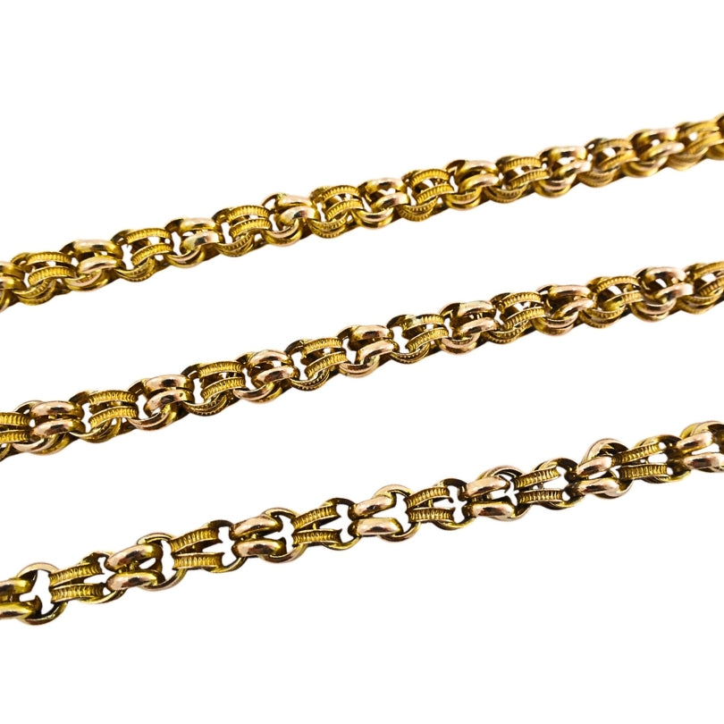 Antique Chain 10k Gold Textured Rope Necklace