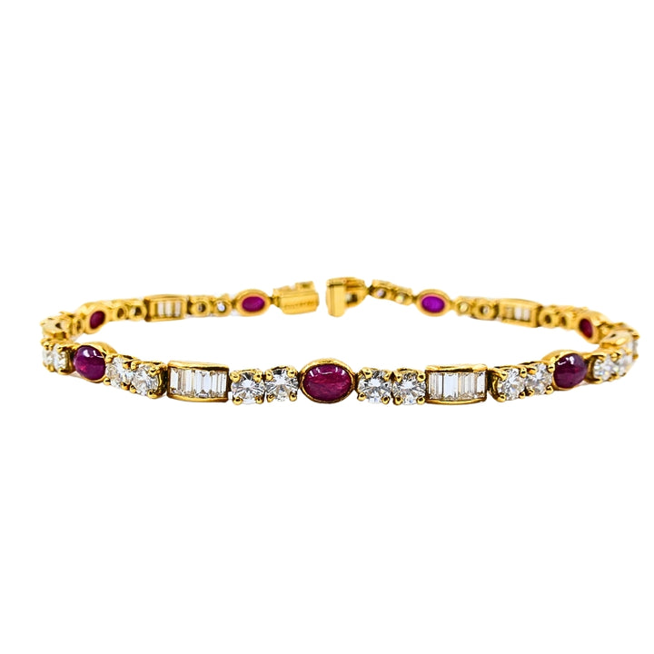 Boucheron Diamond Ruby 18k Gold Tennis Bracelet
