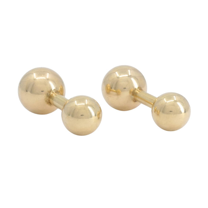 Vintage Cartier 14k Gold Barbell Cufflinks, Men's Jewelry, 1970s