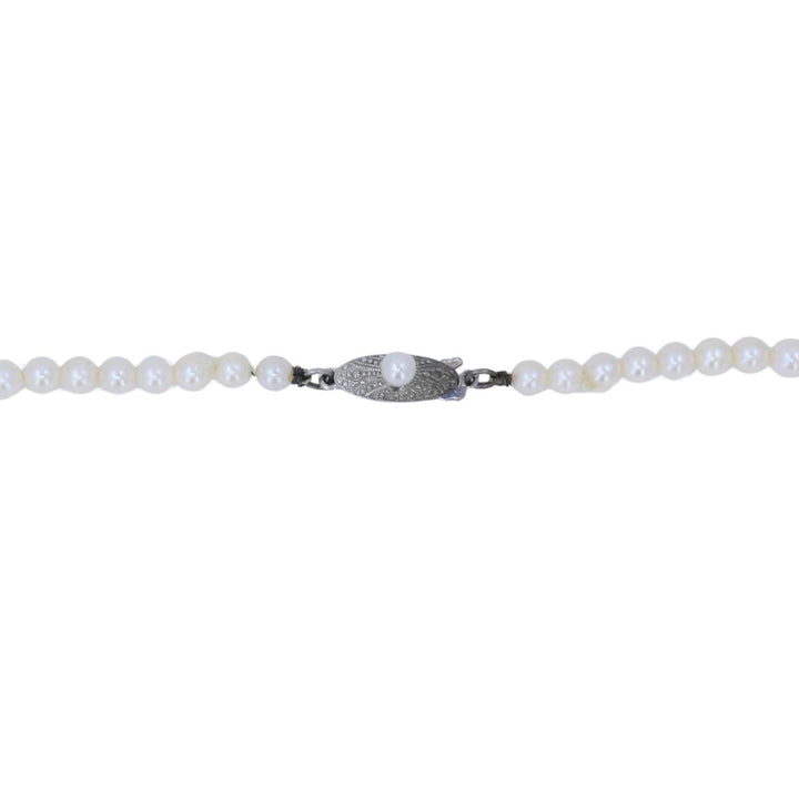 Vintage Mikimoto Akoya Pearl Graduated Necklace with Silver Clasp