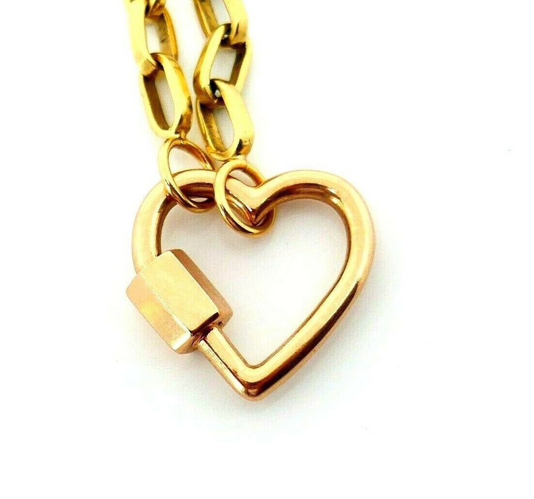 Marla Aaron 14k Gold Heartlock Pendant Biker Chain Necklace