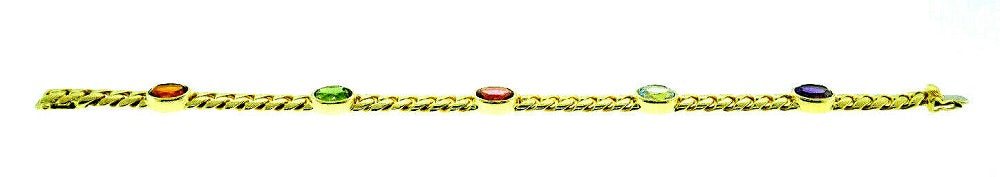 Mayor's 18k Yellow Gold Gemstones Chain Bracelet