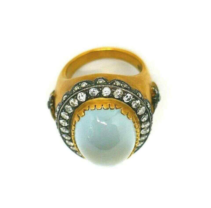 Stephen Webster Opal 18k Yellow Gold Sterling Silver Diamond Ring