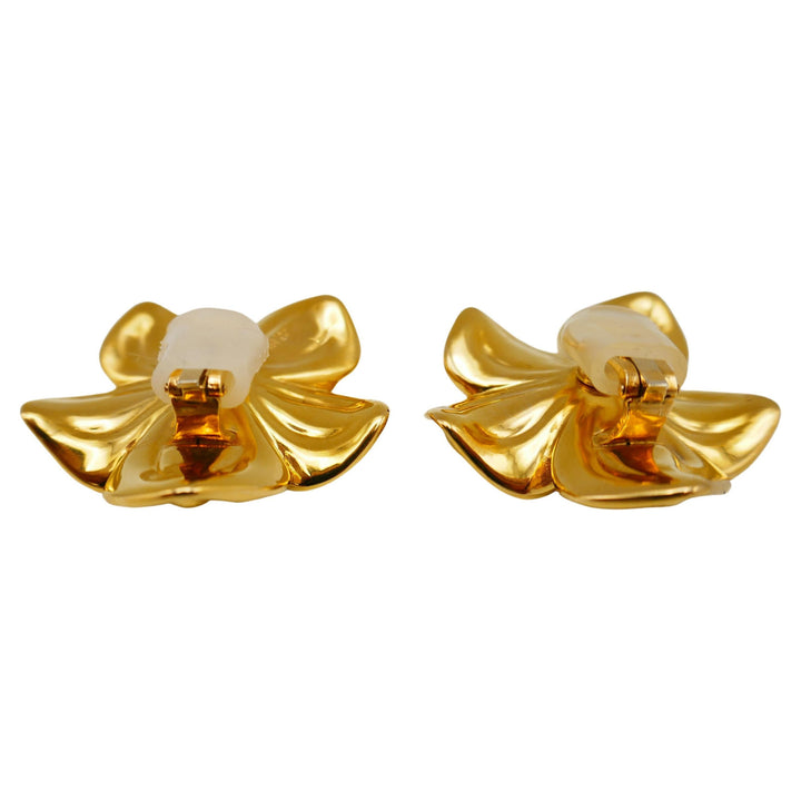 Van Cleef & Arpels Vintage Gold Diamond Magnolia Clip-On Earrings