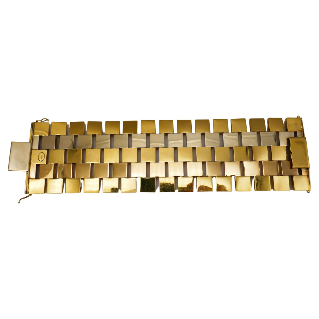 Retro Three Tone Gold Geometrical Bracelet