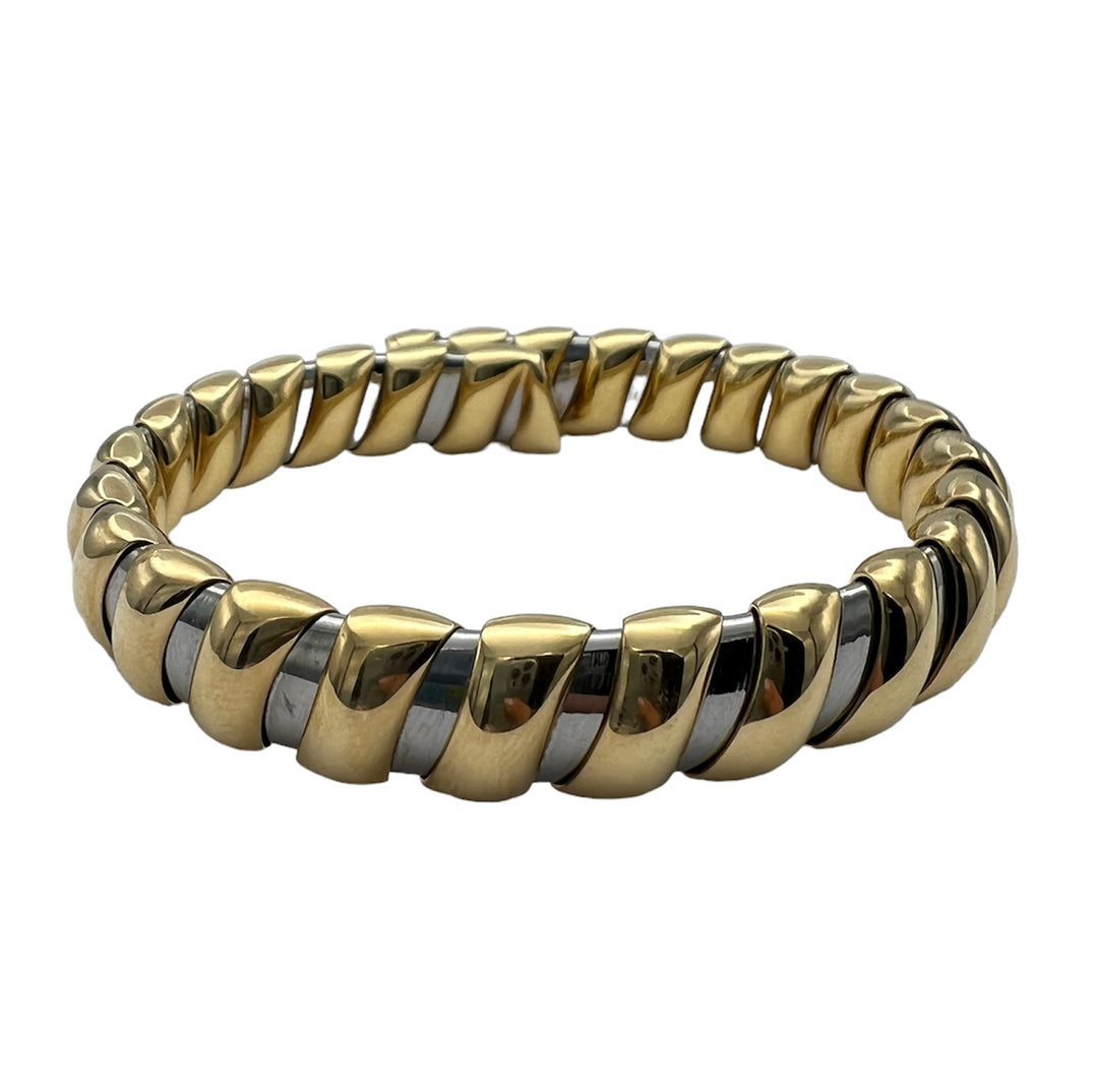 Bulgari Stainless Steel Gold Bangle Bracelet