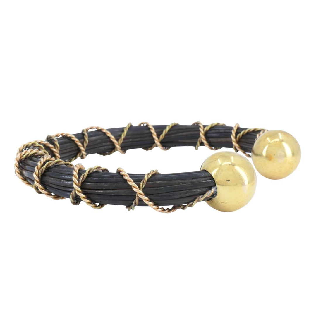 Vintage 18k Yellow and Rose Gold Elephant Hair Cuff Bracelet, Circa 1970s
