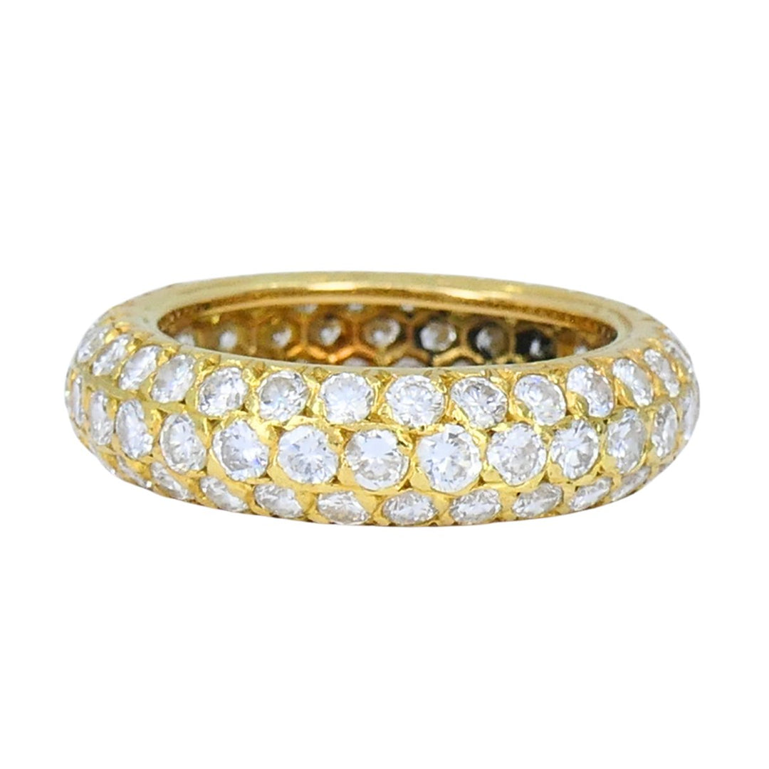 French 18k Gold Diamond Vintage Band Ring