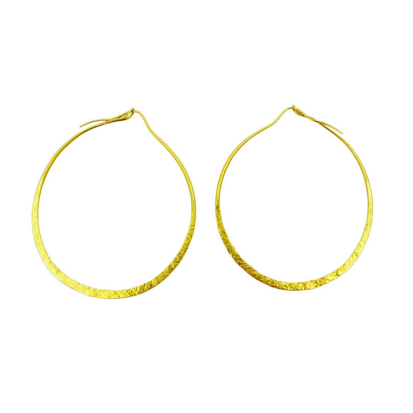 14k Hammered Gold Flat Hoop Earrings