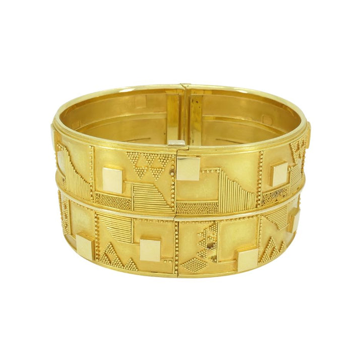 Vintage 18k Gold Geometric Cuff Bracelet