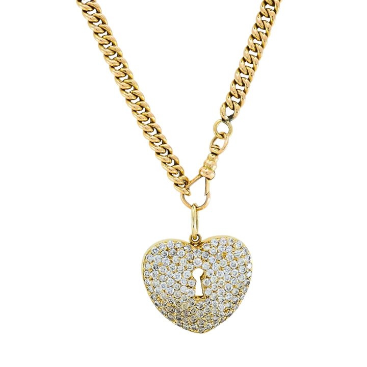 Vintage 14k Gold Diamond Heart Pendant & 10k Gold Chain Necklace