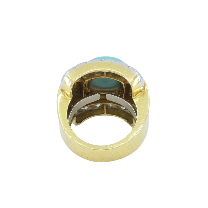 Vintage David Webb 18k Gold Diamond Turquoise Cocktail Ring