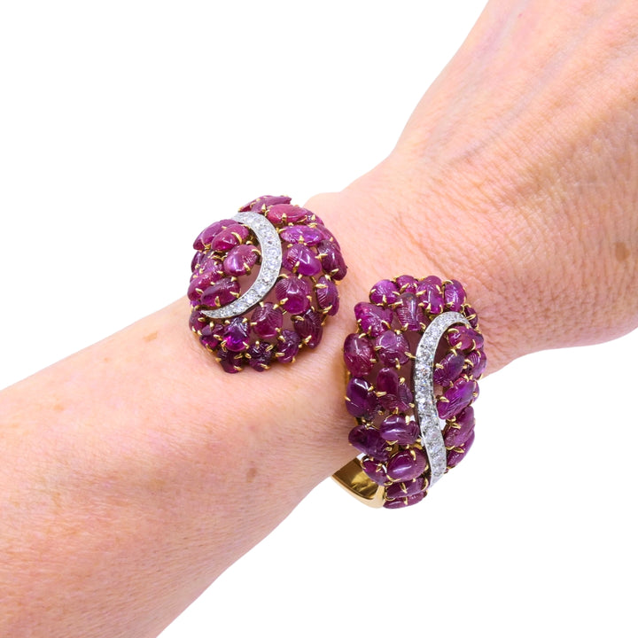 Boucheron Ruby Bracelet Diamond Gold Platinum Burmese Ruby GIA, French
