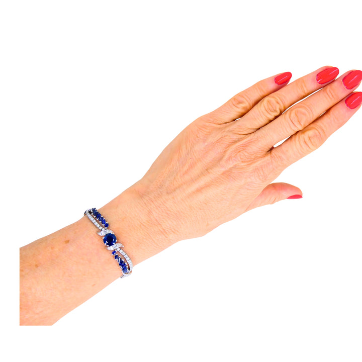 Oscar Heyman Platinum Sapphire Diamond Bracelet Certificate of Authenticity