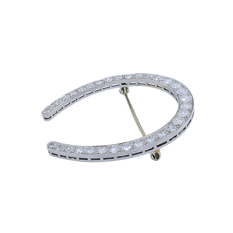 Edwardian Platinum Diamond Horseshoe Brooch
