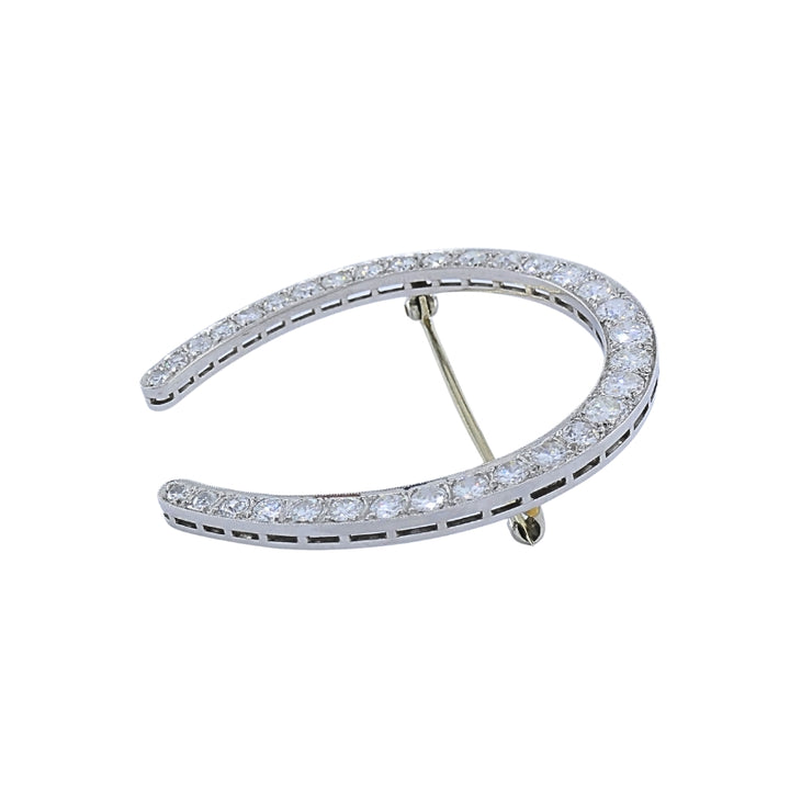 Edwardian Platinum Diamond Horseshoe Brooch