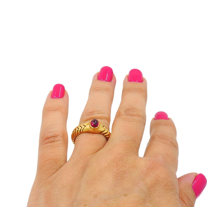 Bvlgari  Spiga 18K Gold Tourmaline Ring