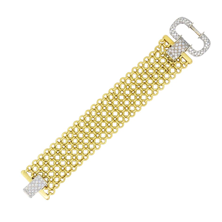 Vintage 18k Gold Two Tone Diamond Bracelet