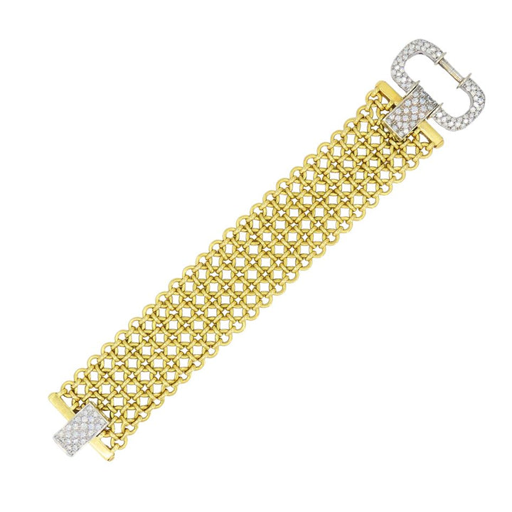 Vintage 18k Gold Two Tone Diamond Bracelet