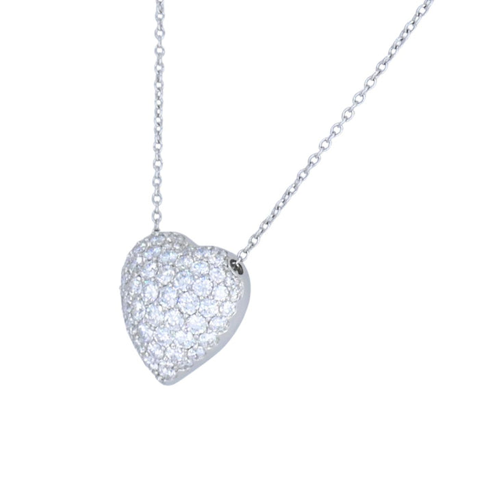 Cartier Pave Diamond Platinum Heart Pendant Necklace