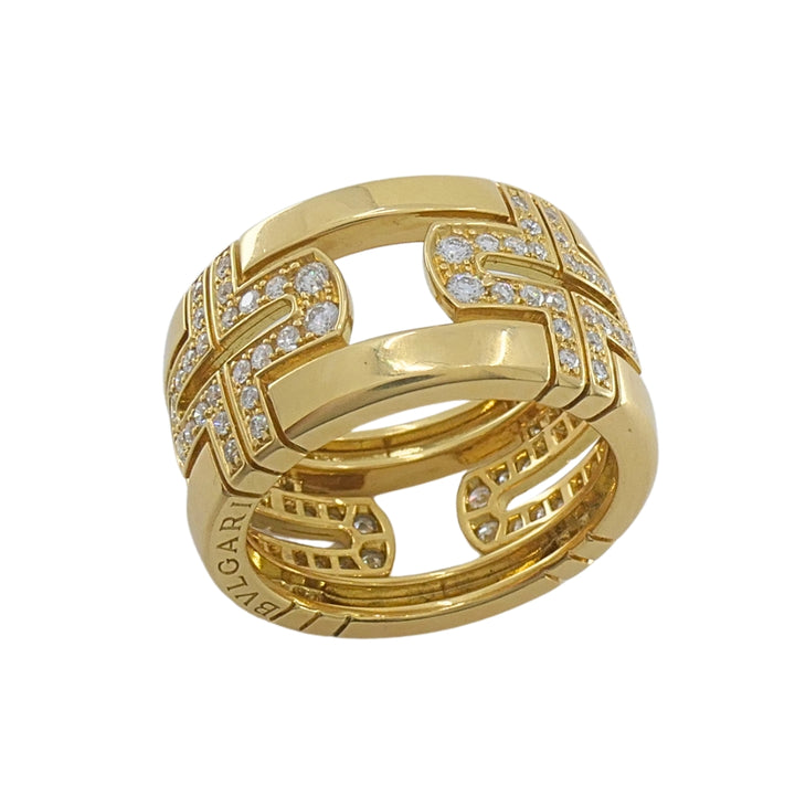 Bvlgari Bulgari Parentesi Diamond Ring 18k Gold Band Ring